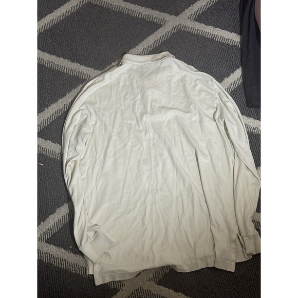 Polo Ralph Lauren Mens Long Sleeve White Cotton Polo Shirt Size L Gray Pony - Picture 4 of 4